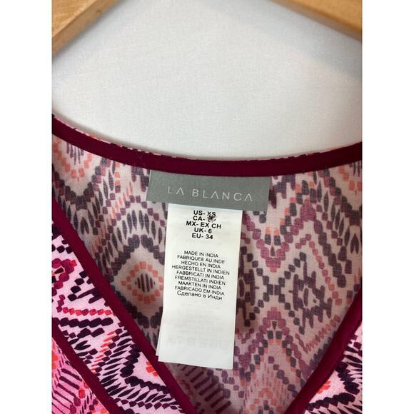 La Blanca V Neck Tunic Cover Up Dress Pink Size XS - Picture 5 of 9